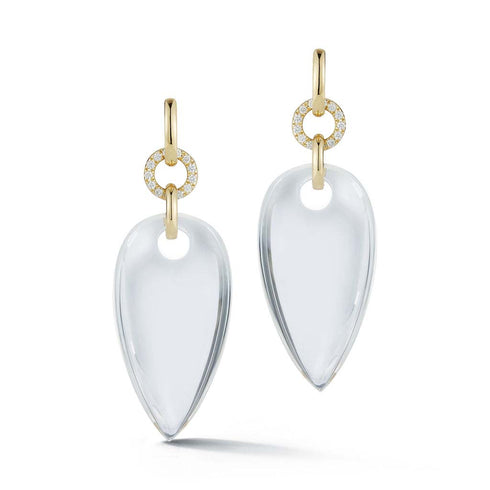 Bell Gold Diamond And Rock Crystal Pear Shape Earrings - 1